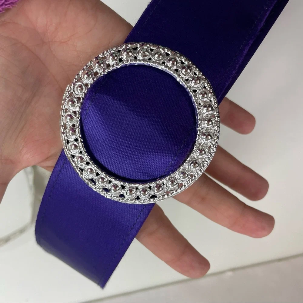 Purple Satin Wide Statement Belt‎